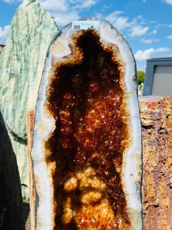 Great pair of citrine geodes with gorgeous color