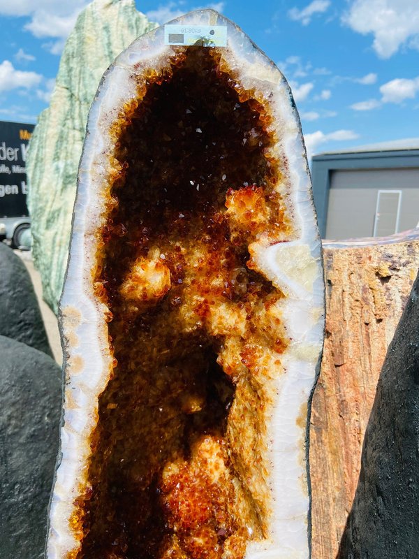 Great pair of citrine geodes with gorgeous color