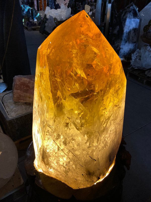 Best Citrine Crystal with Included Black Tourmalines and Rainbows