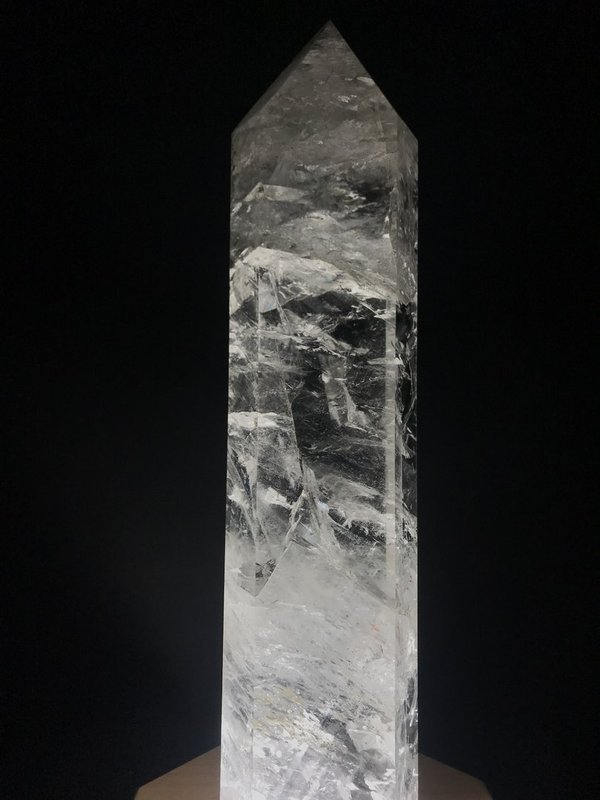 large long clear rock crystal point from Brazil