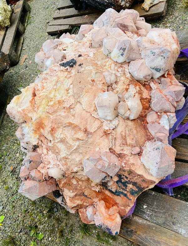 Huge orange rock crystal group from Madagascar