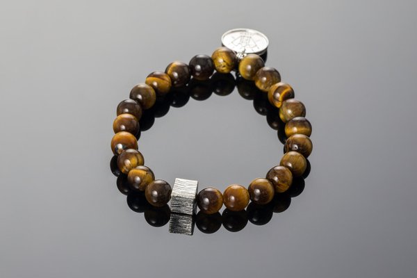 Tigerauge-Armband mit Silberteilen, Gem-Box Design