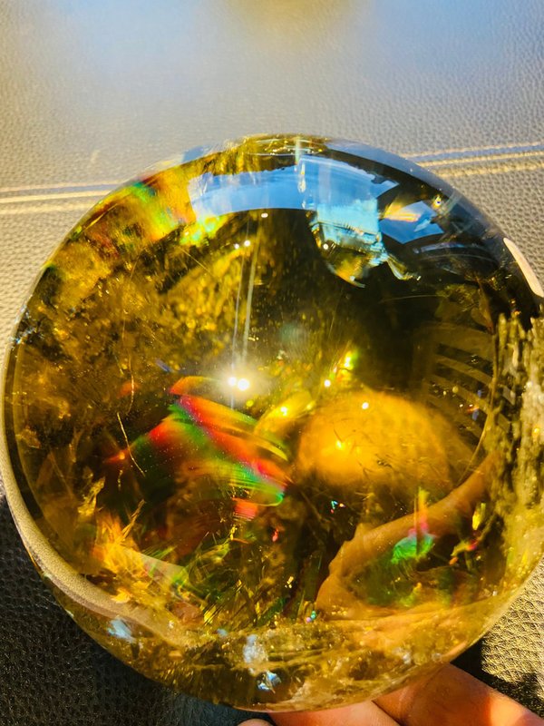 Great citrine ball with rainbow inclusions