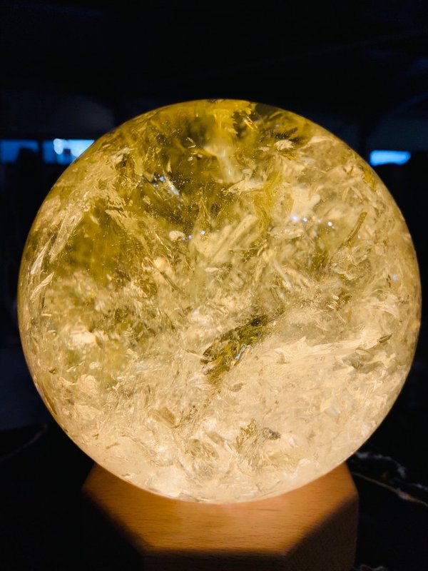 clear citrine ball from Zambia with beautiful rainbows and great reflections