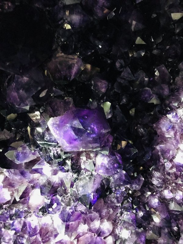 very large amethyst druse with double ender crystals