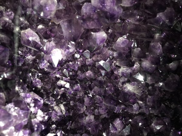 very large amethyst druse with double ender crystals