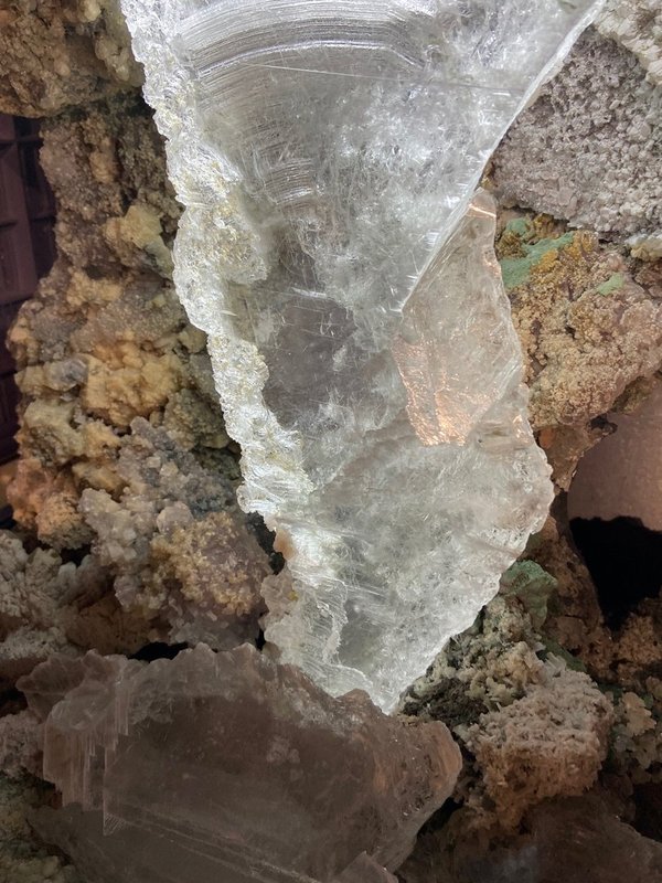 Marienglas, very clear selenite crystals from Brazil in source rock