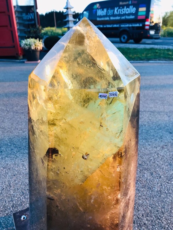 gold citrine smoky quartz phantom crystal point from Zambia