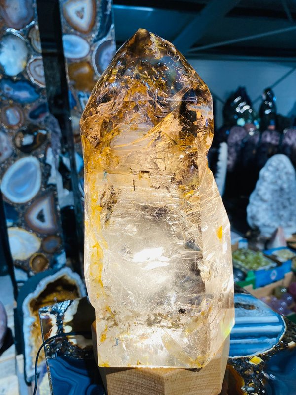 Elestial crystal with water inclusion