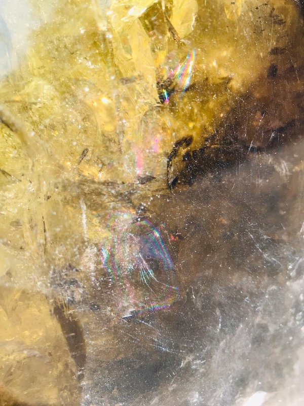 gold citrine smoky quartz phantom crystal point from Zambia