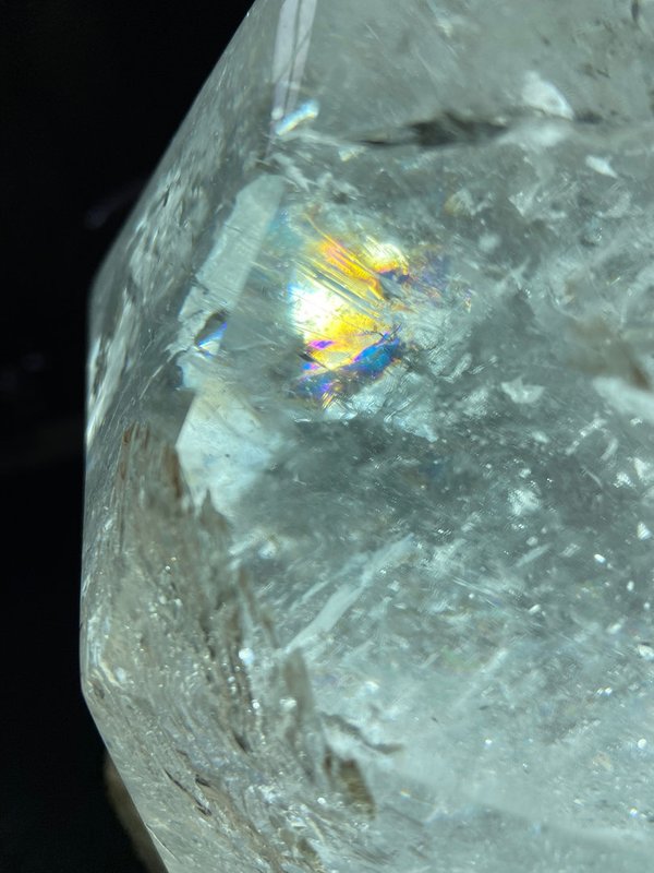 Bergkristall-Rauchquarz-Drillings-Kristall-Spitze