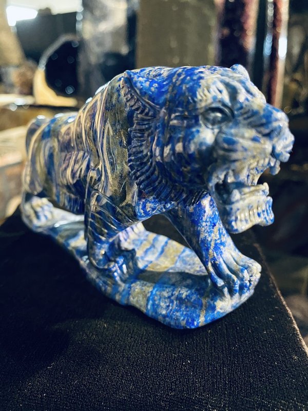 Tiger figure cut from lapis lazuli