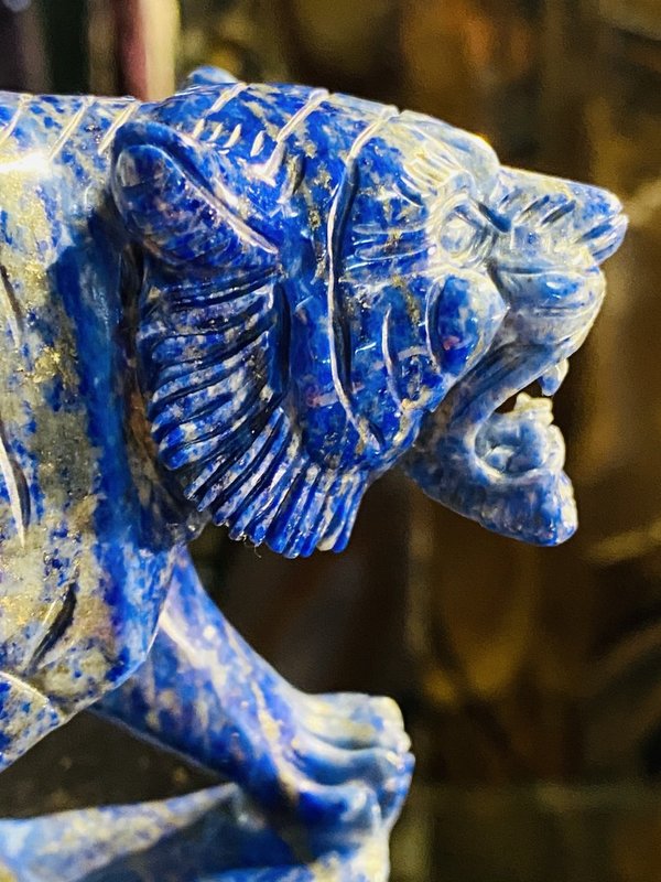 Tiger figure cut from lapis lazuli