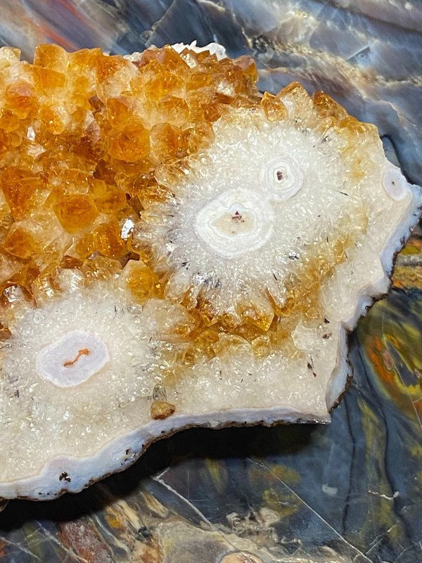 Citrine piece with pink agate rock crystal citrine flowers