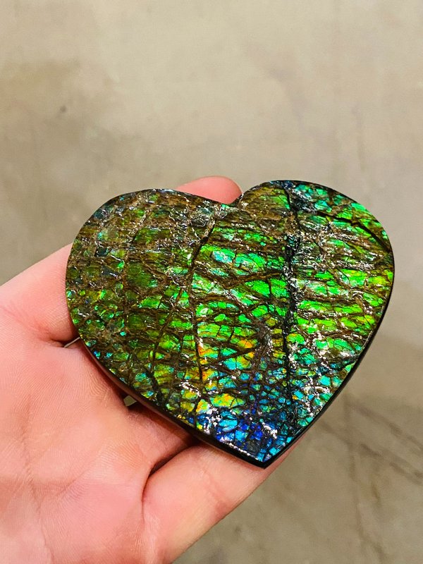 sparkling opalescent heart - Ammolite heart