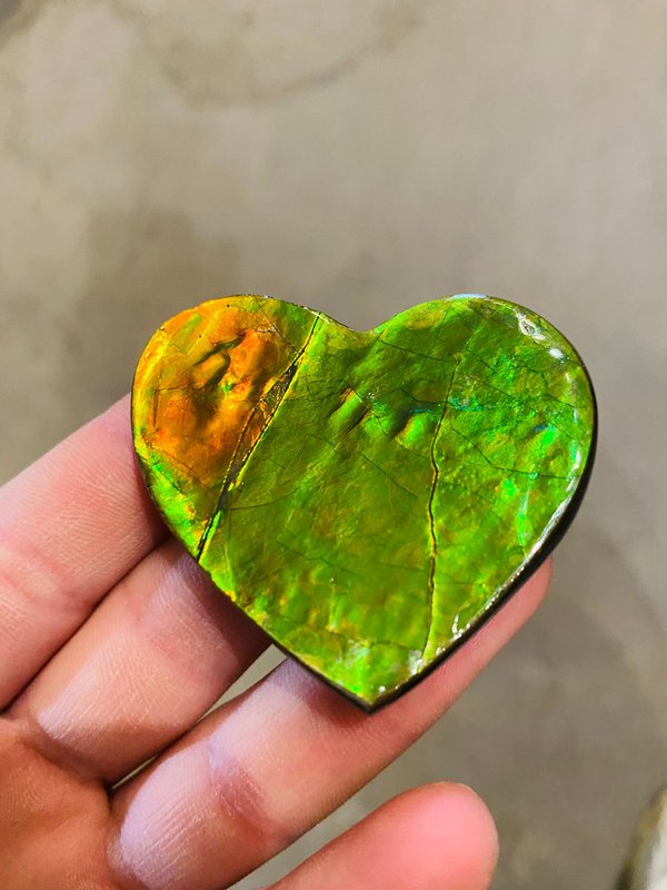 Grünes opalisierendes Herz - Ammolite Herz
